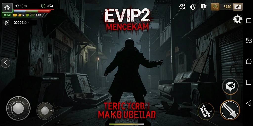 Screenshot gameplay EVIP2 yang penuh ketegangan dan misteri.