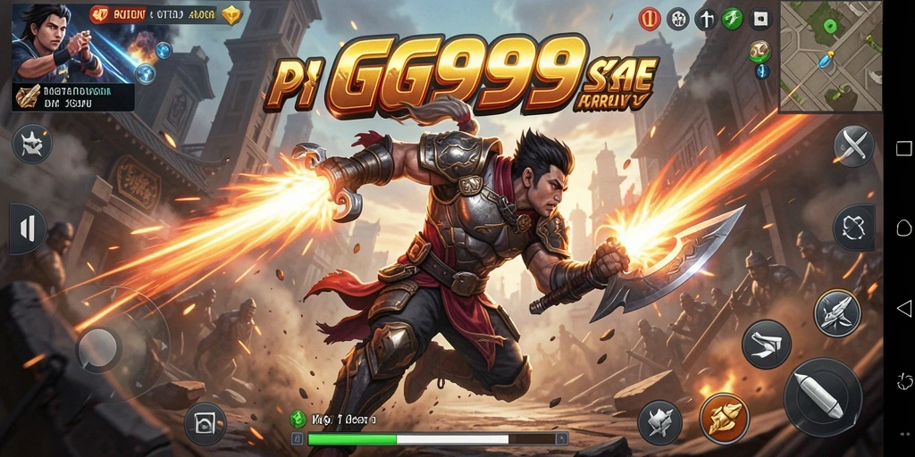 Screenshot GG999 menampilkan pertempuran intens dengan grafis memukau.