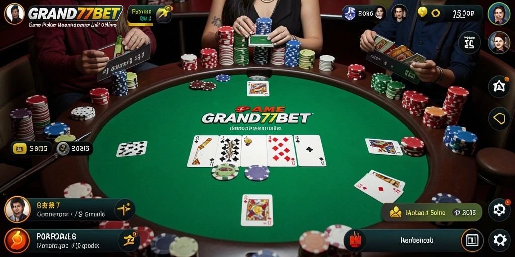 Screenshot gameplay GRAND77BET dengan tampilan poker yang menarik.