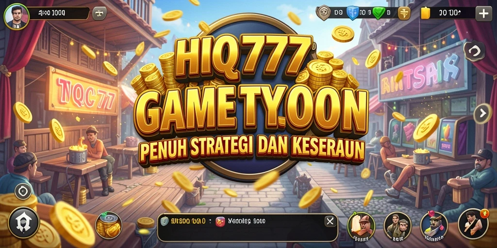 Tampilan gameplay HQ777 yang menarik dengan strategi bisnis yang seru.