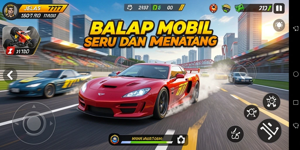 Tampilan gameplay JELAS777 yang menegangkan dan penuh aksi balapan.