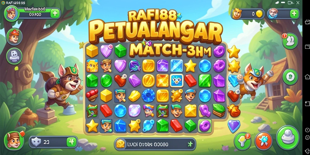 Tampilan grafis menarik dari gameplay Match-3 RAFI88.