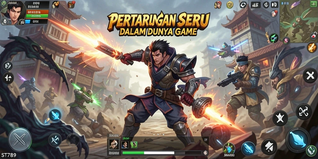 Tampilan gameplay ST789 yang mendebarkan saat pertarungan berlangsung.