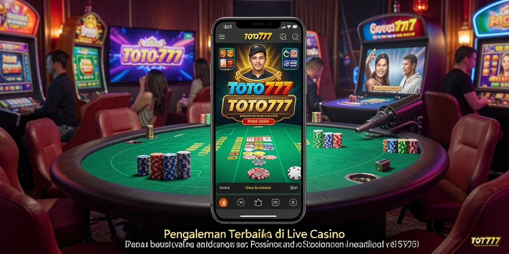 Screenshot gameplay TOTO777 menampilkan dealer langsung dan suasana kasino yang seru.